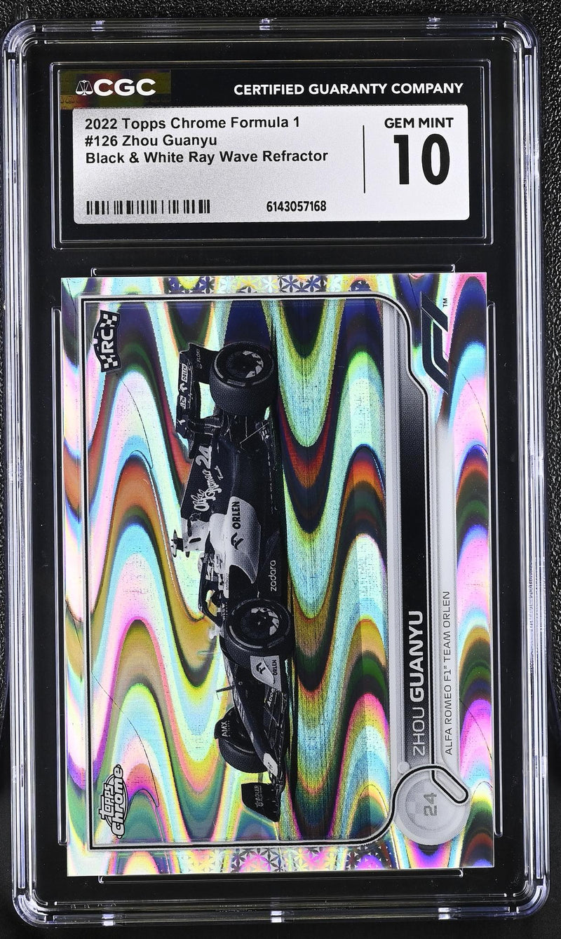 2022 Topps Chrome #126 Zhou Guanyu Black & White Ray Wave Refractor CGC 10