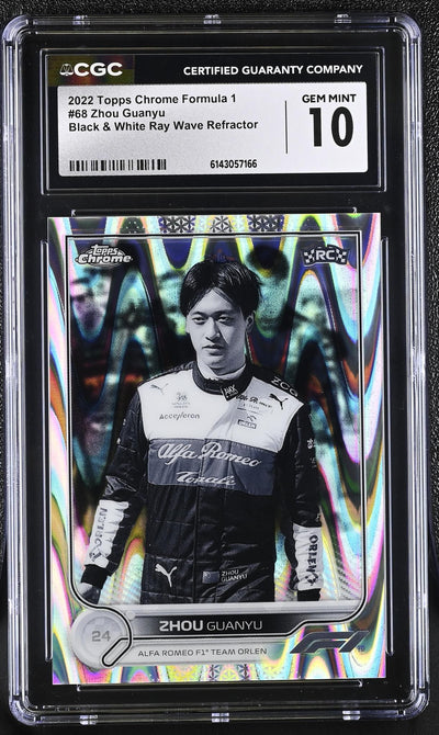 2022 Topps Chrome #68 Zhou Guanyu Black & White Ray Wave Refractor CGC 10