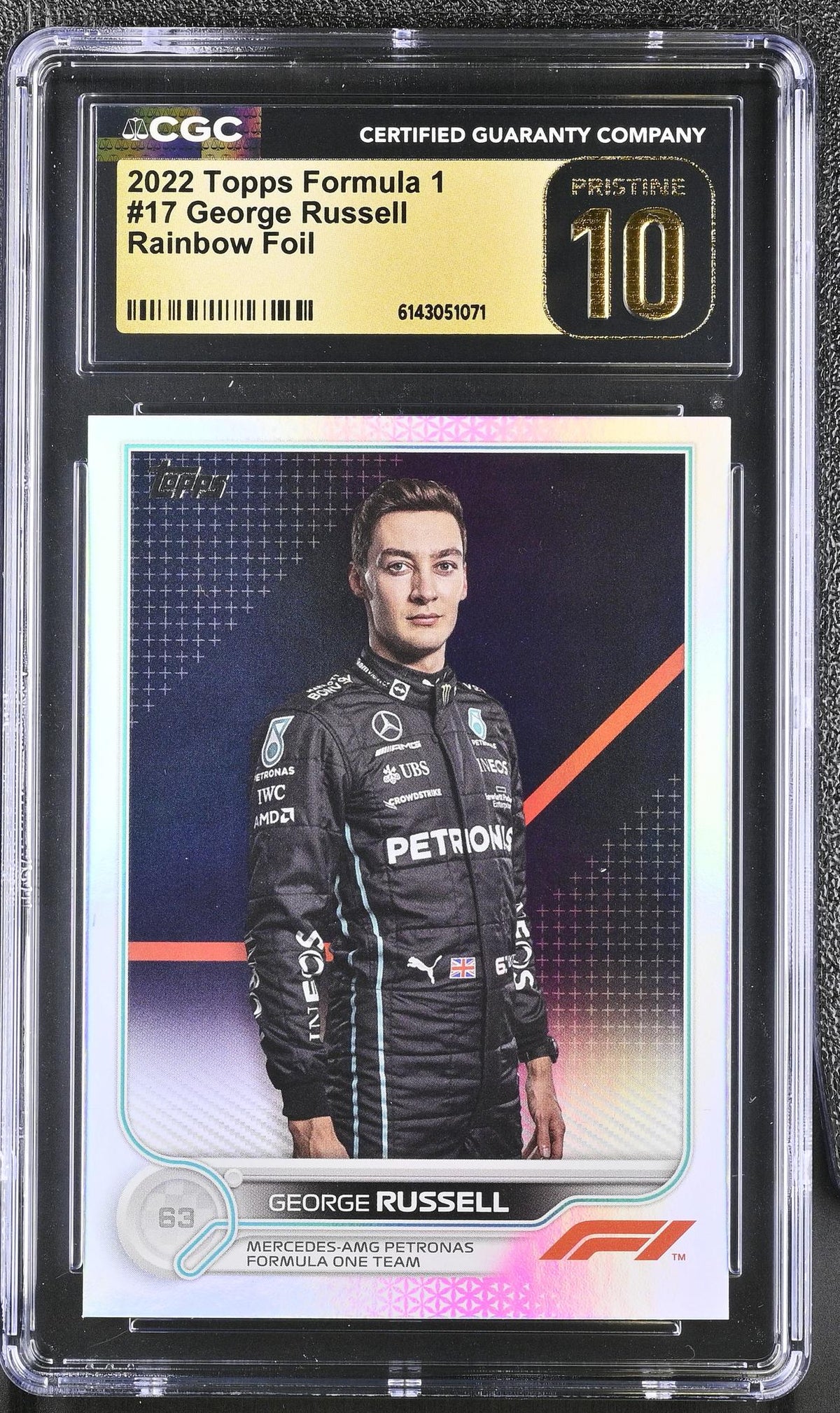 2022 Formula 1 #17 George Russell Rainbow Foil CGC 10