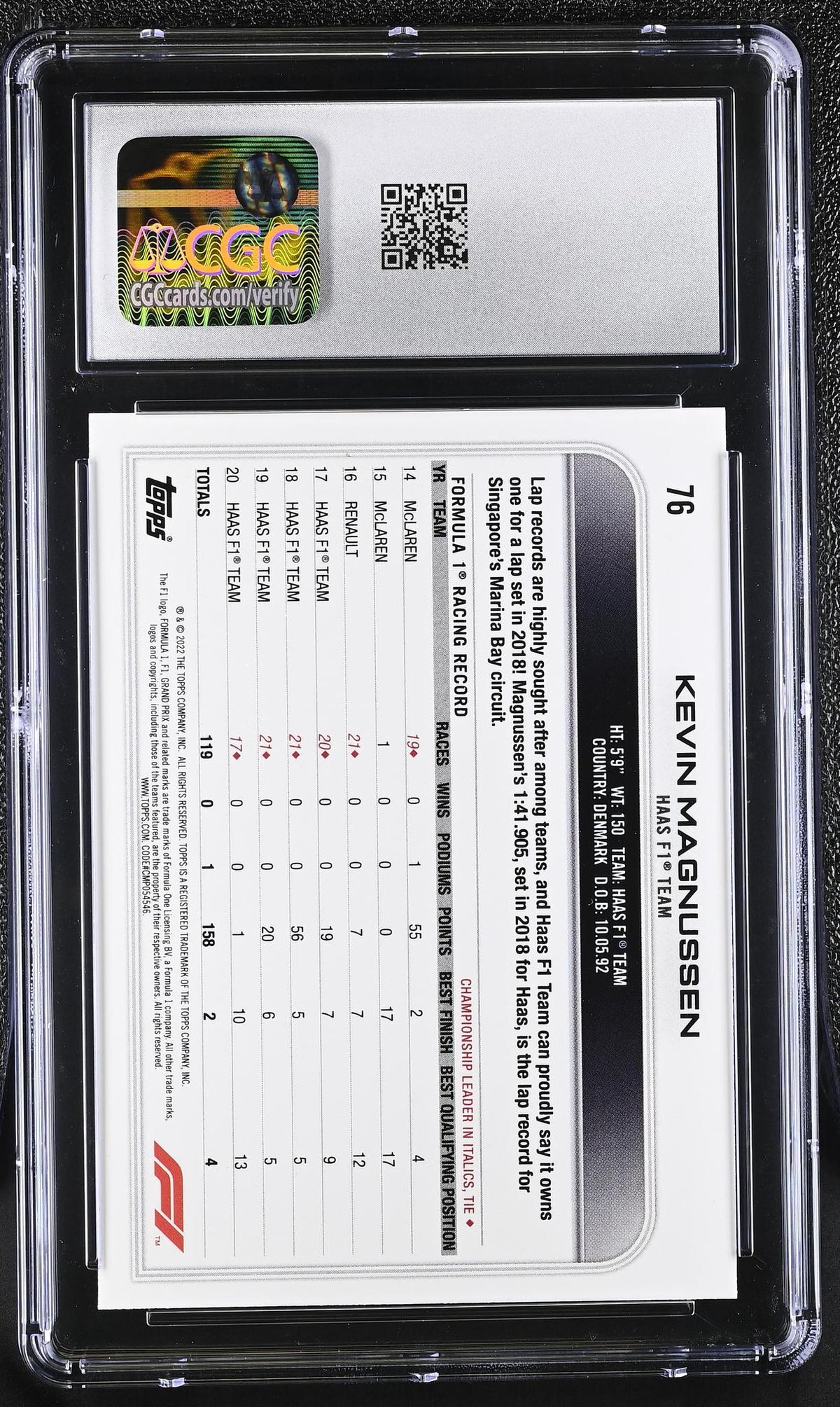 2022 Topps #76 Kevin Magnussen Checker Flag CGC 9