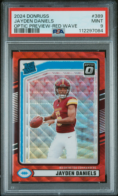2024 Donruss Optic Preview Jayden Daniels #389 Red Wave PSA 9