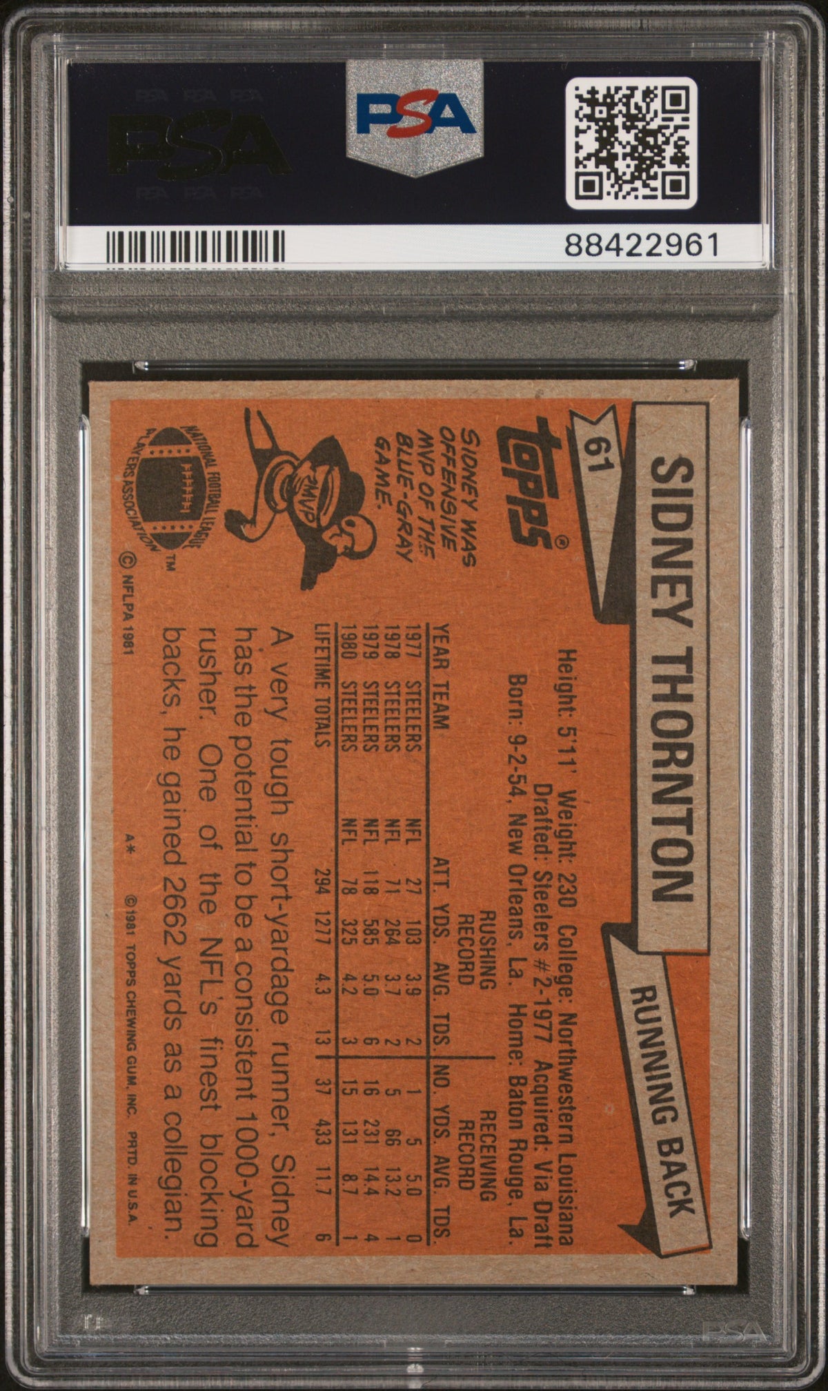 1981 Topps Sidney Thornton #61 PSA 7
