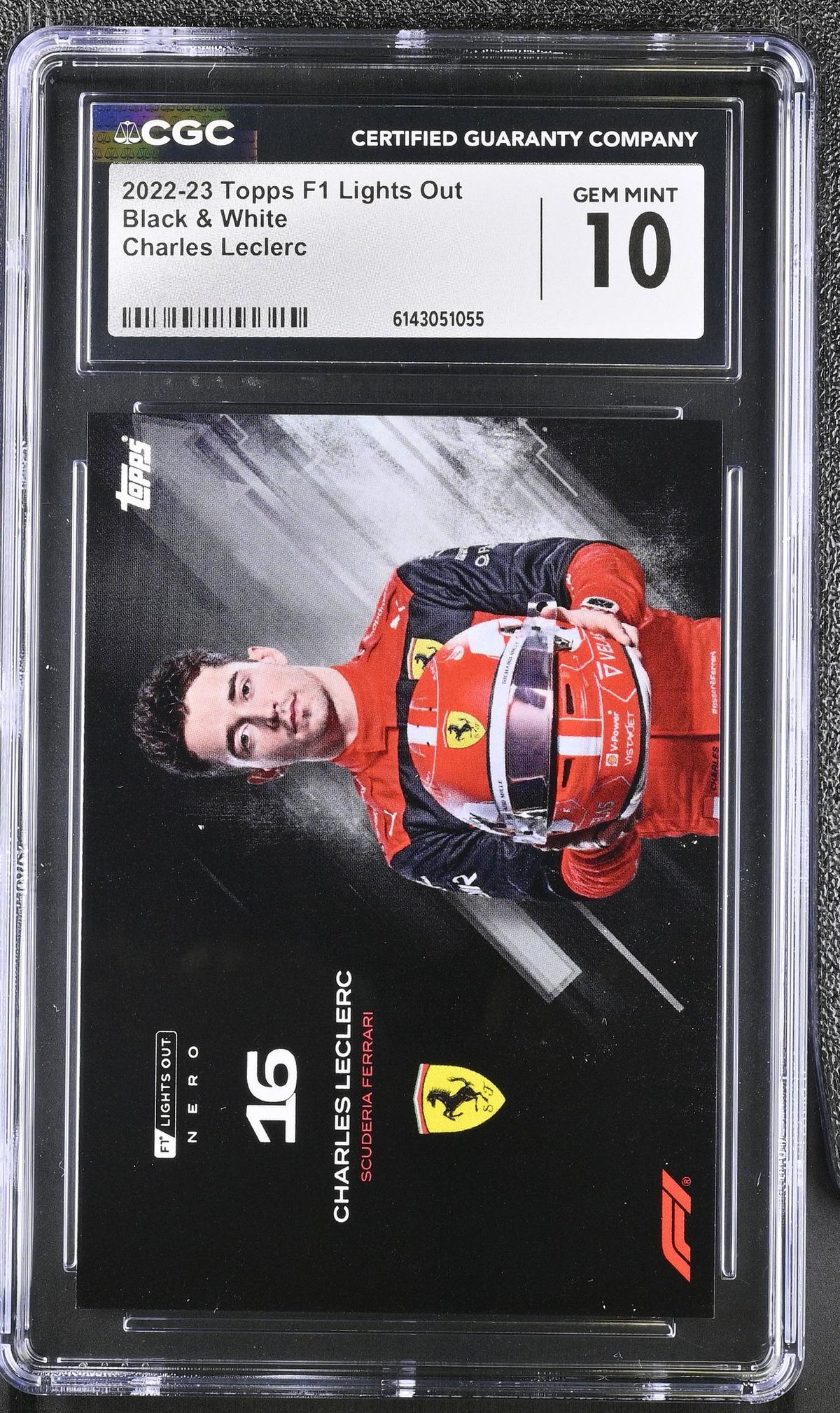 2022 Topps F1 #16 Charles Leclerc Lights Out Black & White CGC 10