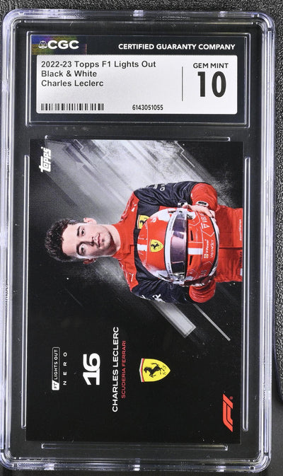 2022 Topps F1 #16 Charles Leclerc Lights Out Black & White CGC 10