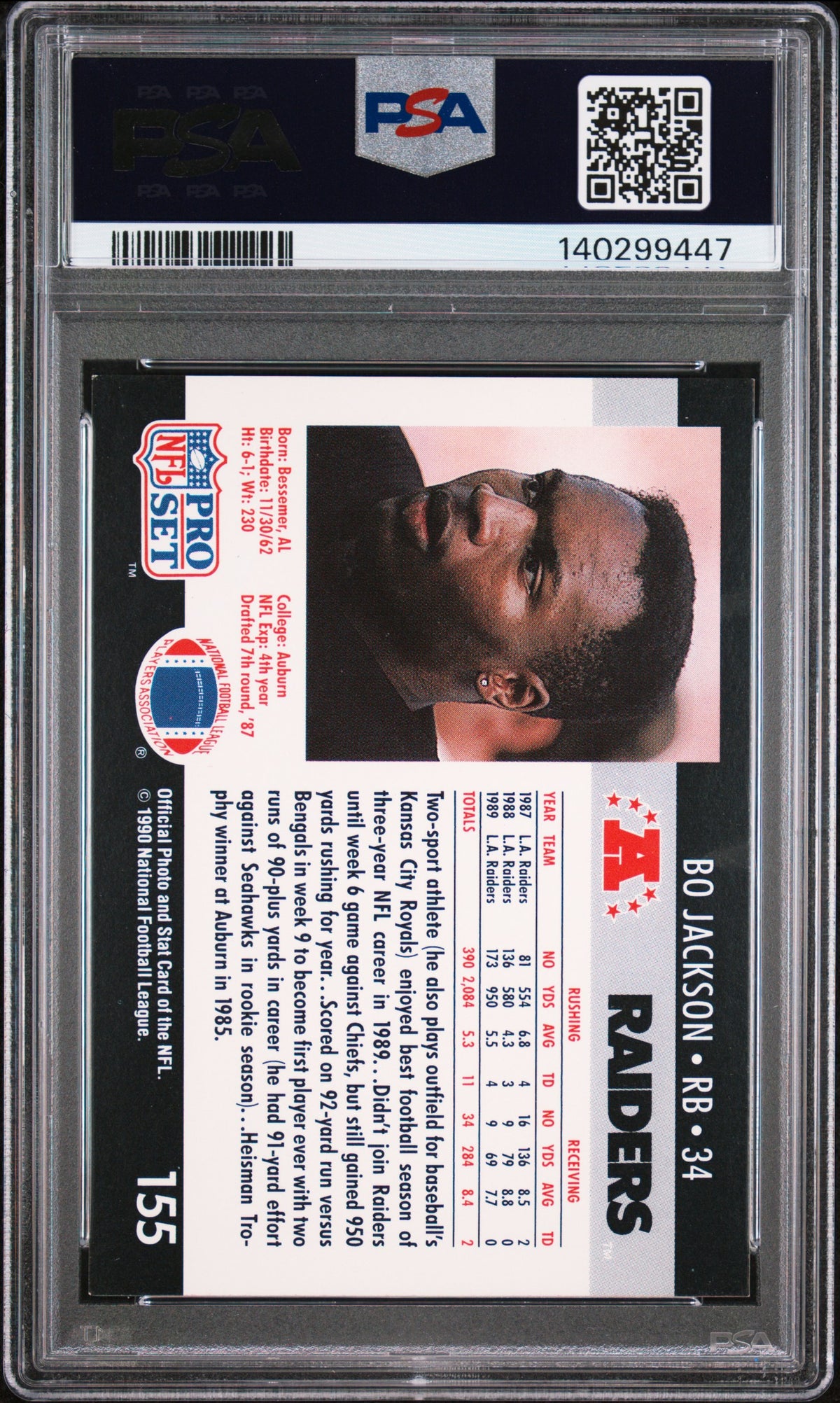 1990 Pro Set Bo Jackson #155 PSA 5
