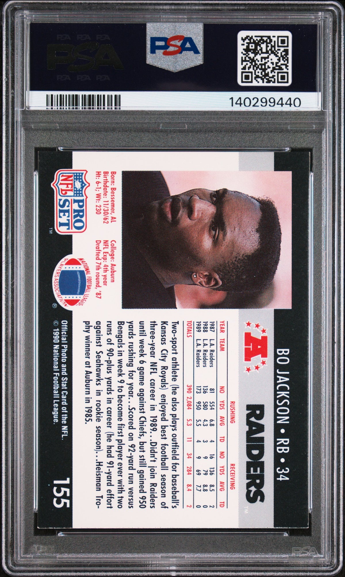 1990 Pro Set Bo Jackson #155 PSA 5