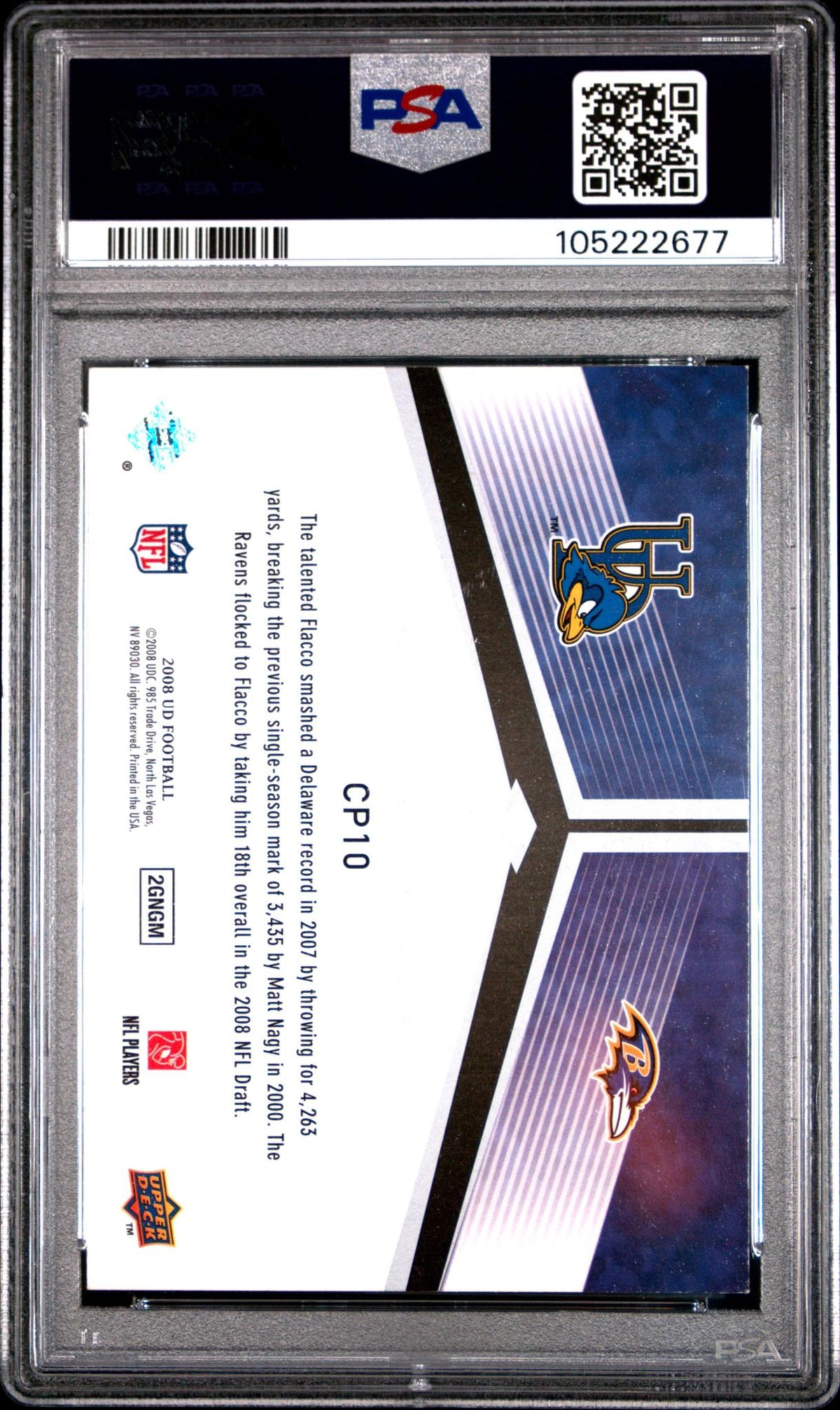 2008 Upper Deck College To Pros Joe Flacco #CP10 PSA 7
