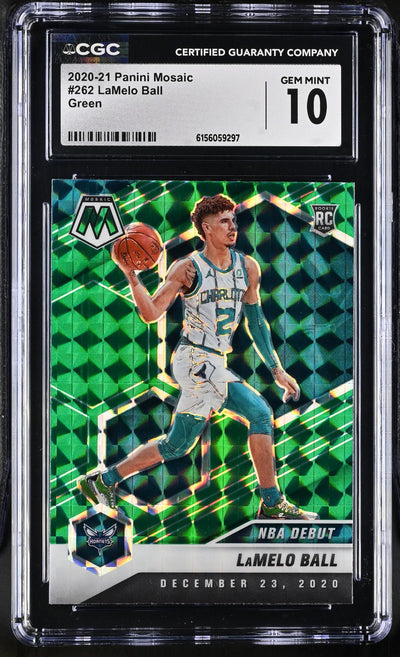 2020-21 Panini Mosaic LaMelo Ball #262 NBA Debut Green CGC 10