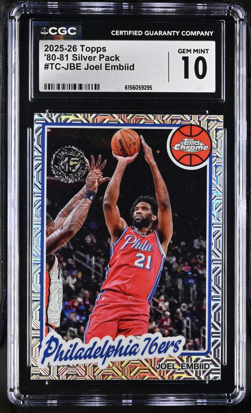 2025-26 Topps Chrome Joel Embiid #TC-JBE 80-81 Silver Pack CGC 10