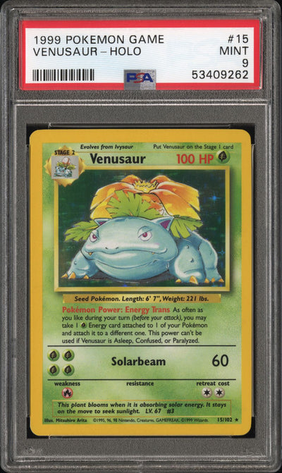 Pokémon Base Set Venusaur Holo #15/102 PSA 9