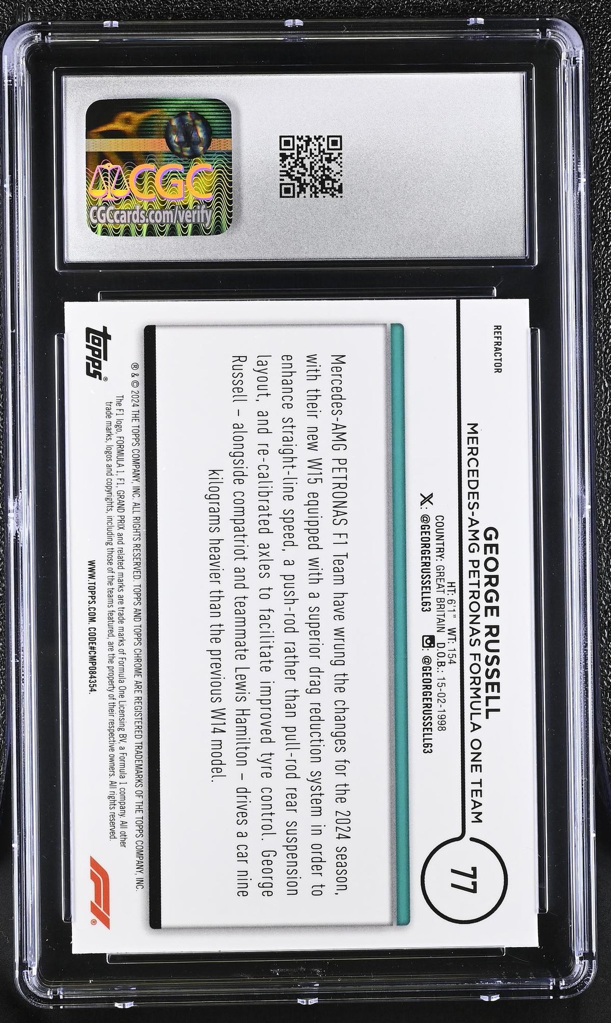 2024 Topps Chrome #77 George Russell Refractor CGC 9
