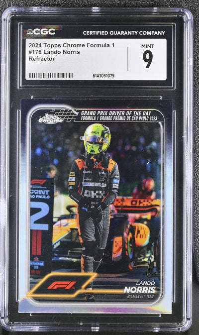 2024 Topps Chrome #178 Lando Norris Grand Prix Driver of the Day CGC 9