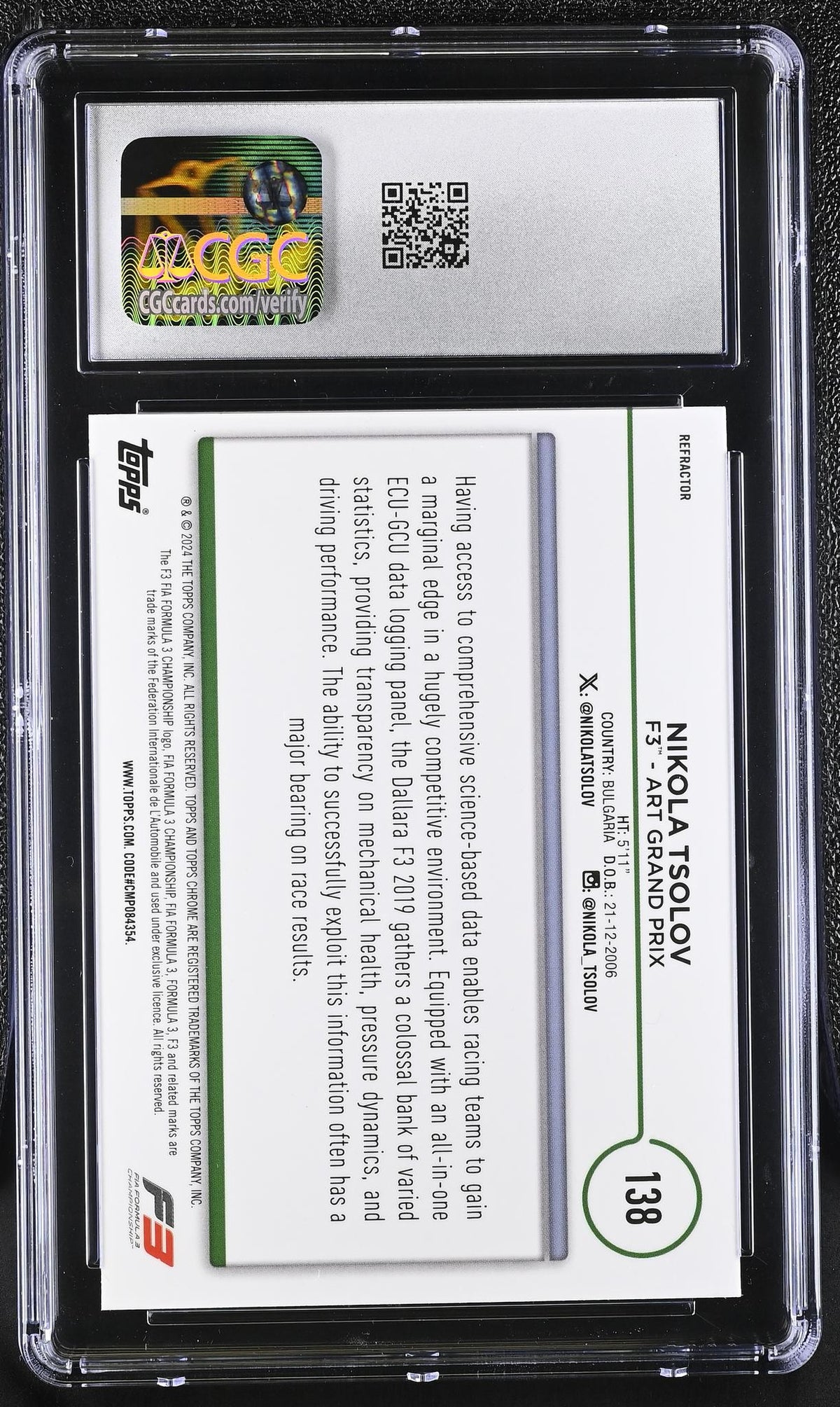 2024 Topps Chrome #138 Nikola Tsolov Refractor CGC 10