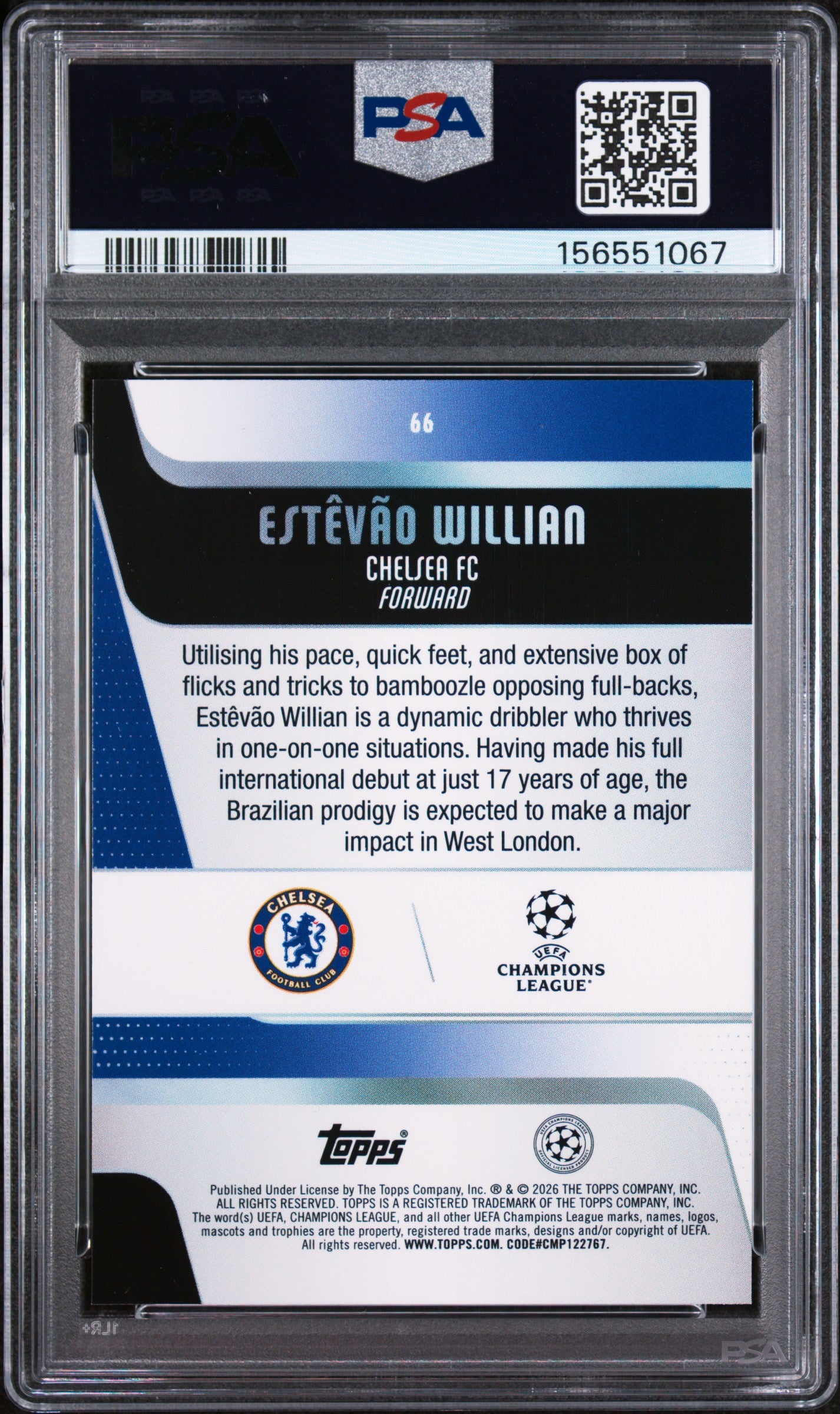 2025 Topps UEFA Club Competitions Estevao Willian #66 PSA 9