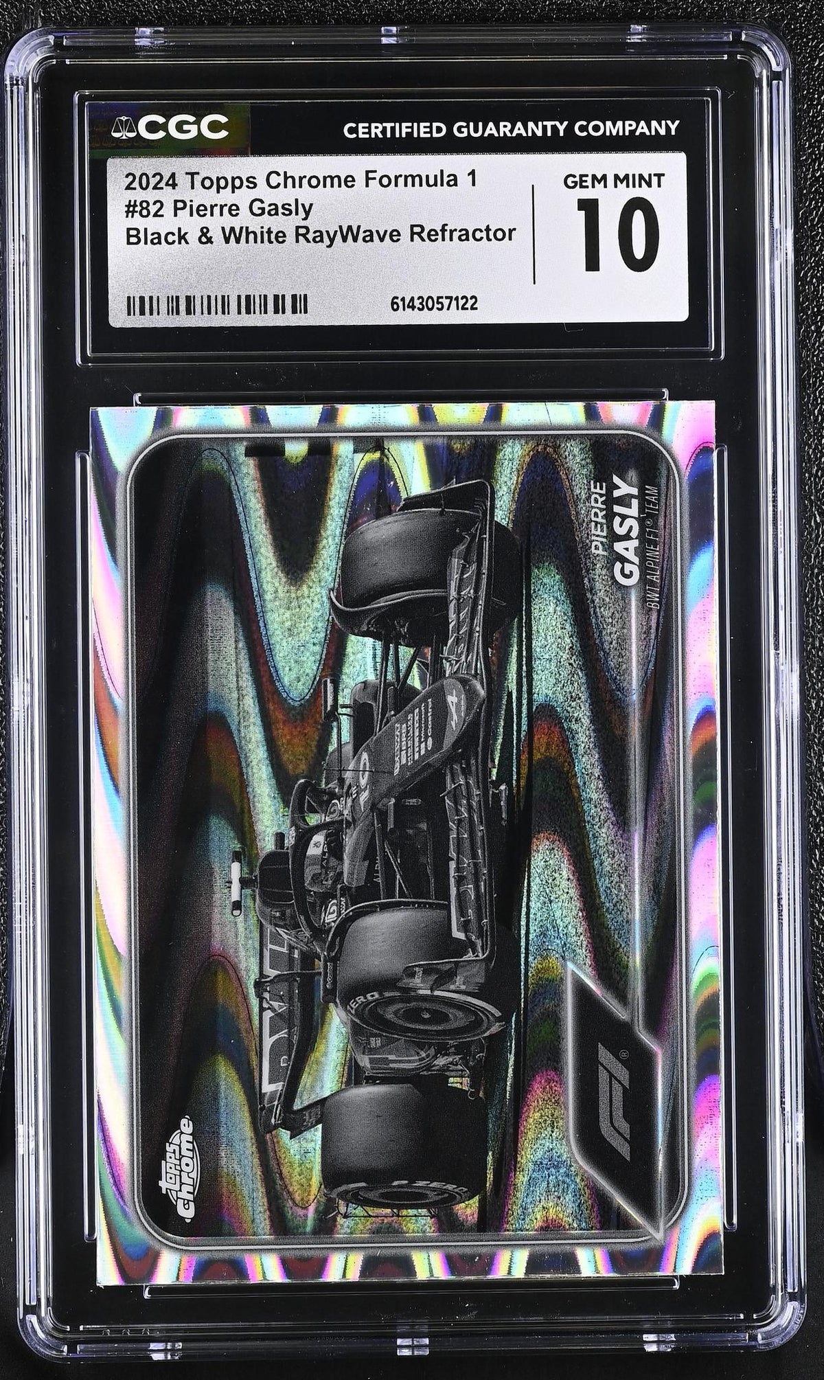 2024 Topps Chrome #82 Pierre Gasly Black & White RayWave Refractor CGC 10