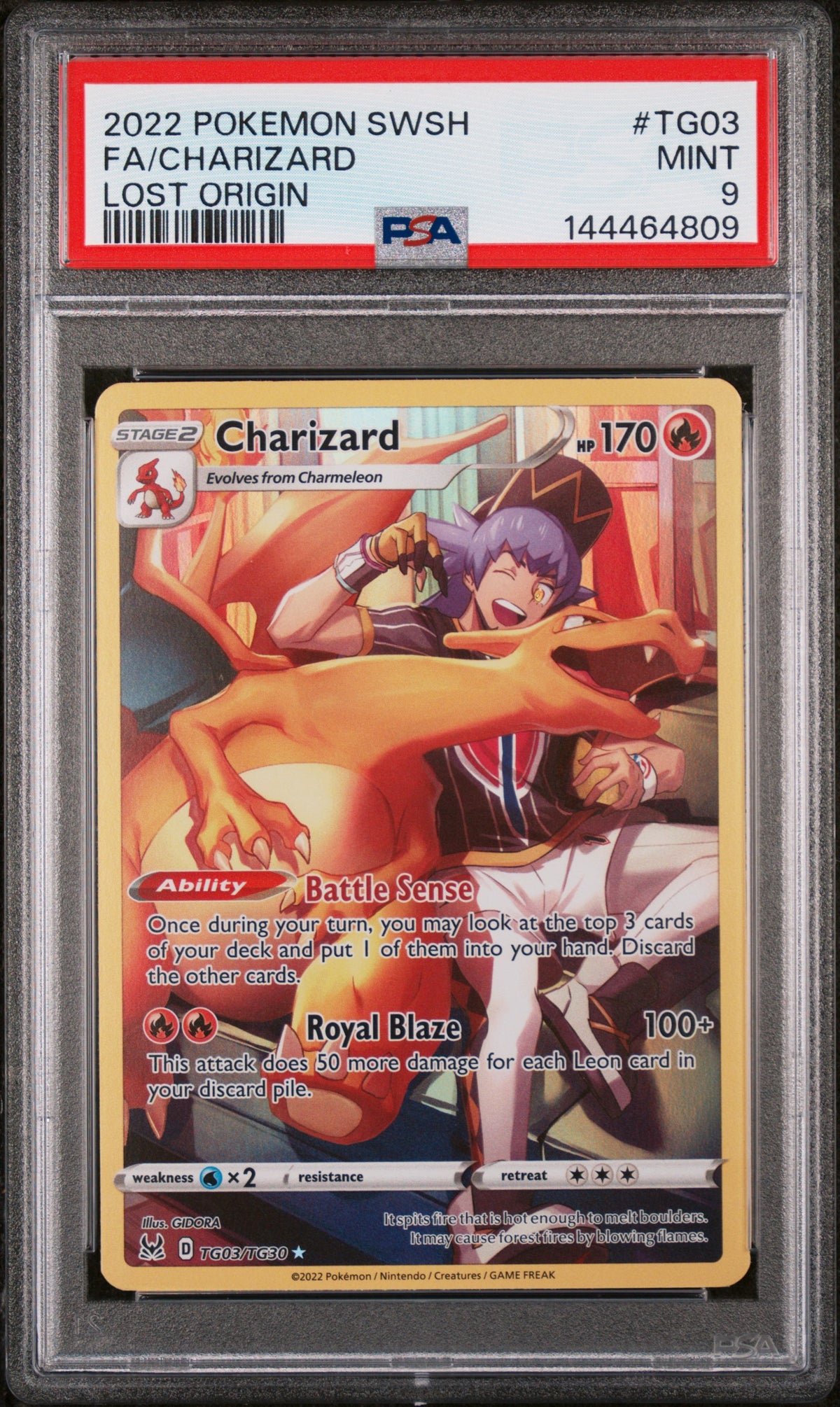 2022 Pokemon Sword and Shield Lost Origin Trainer Gallery Charizard #TG03 PSA 9