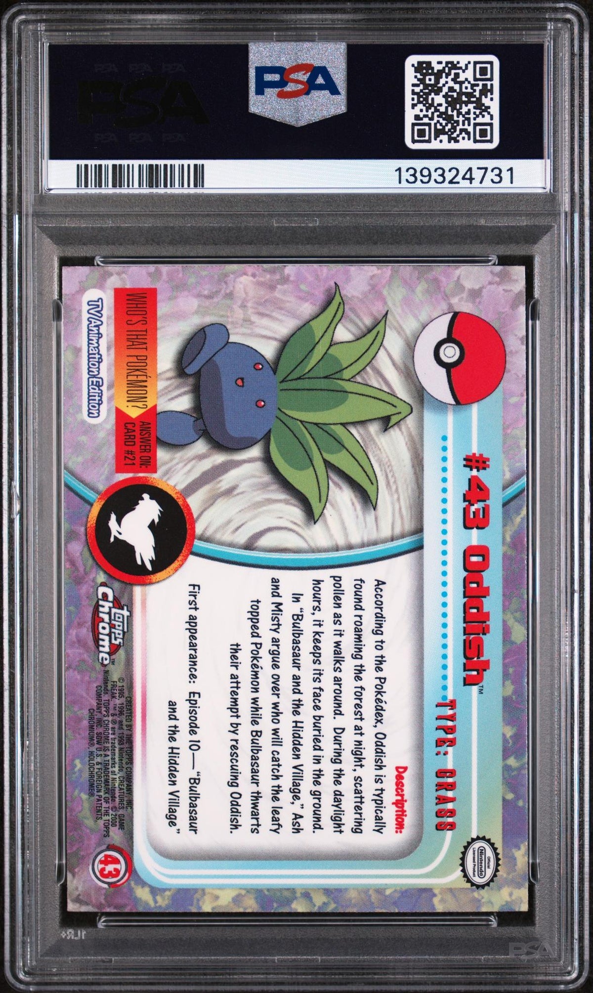 2000 Topps Chrome Pokemon Tv Oddish #43 PSA 8