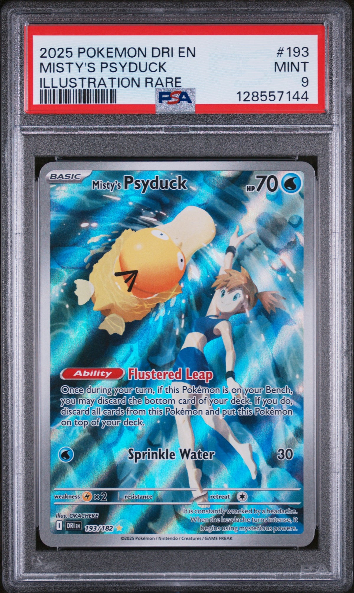 2025 Pokemon Scarlet and Violet Destined Rivals Illustration Rare Misty's Psyduck #193 PSA 9