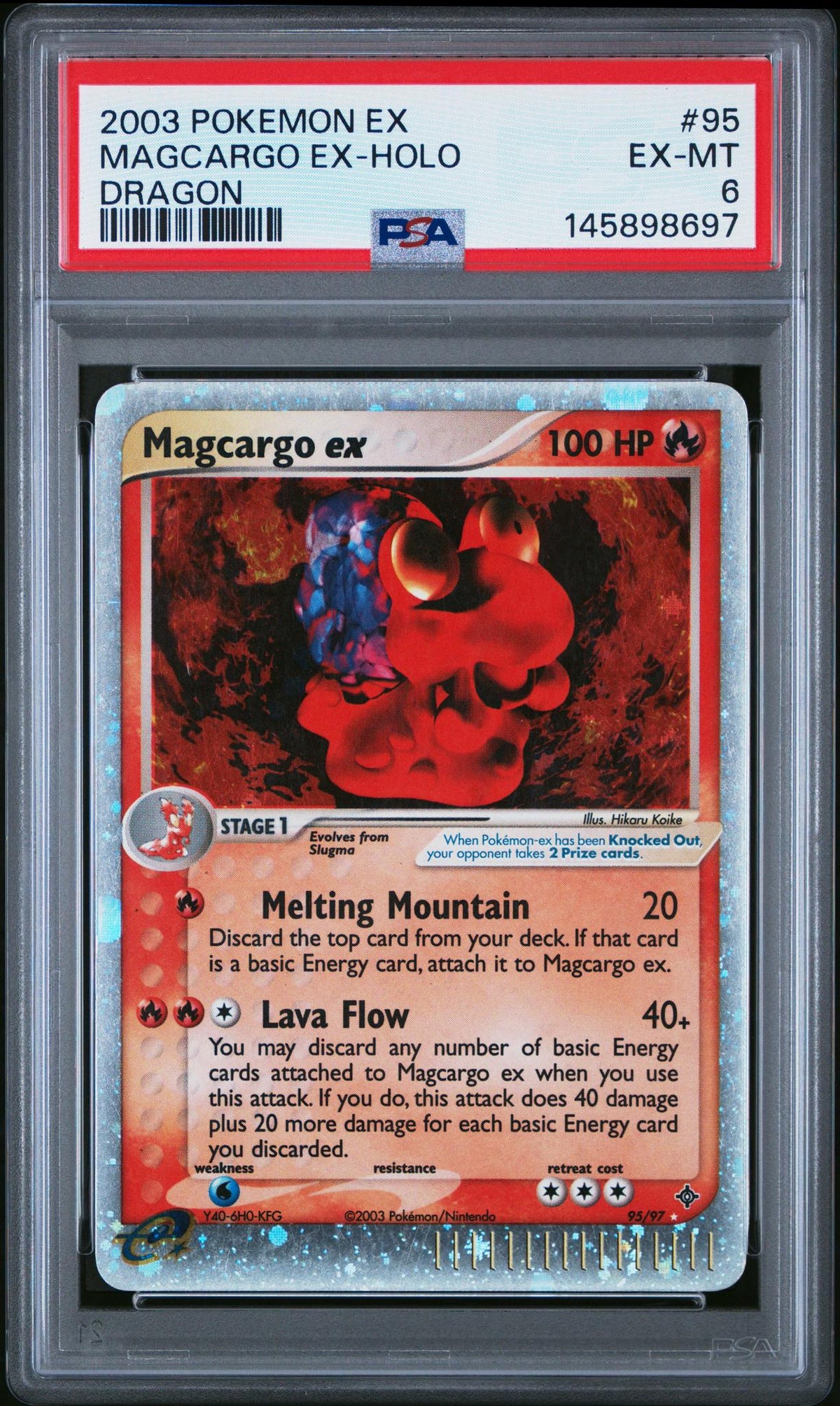 2003 Pokemon Ex Dragon Holo Magcargo Ex #95 PSA 6