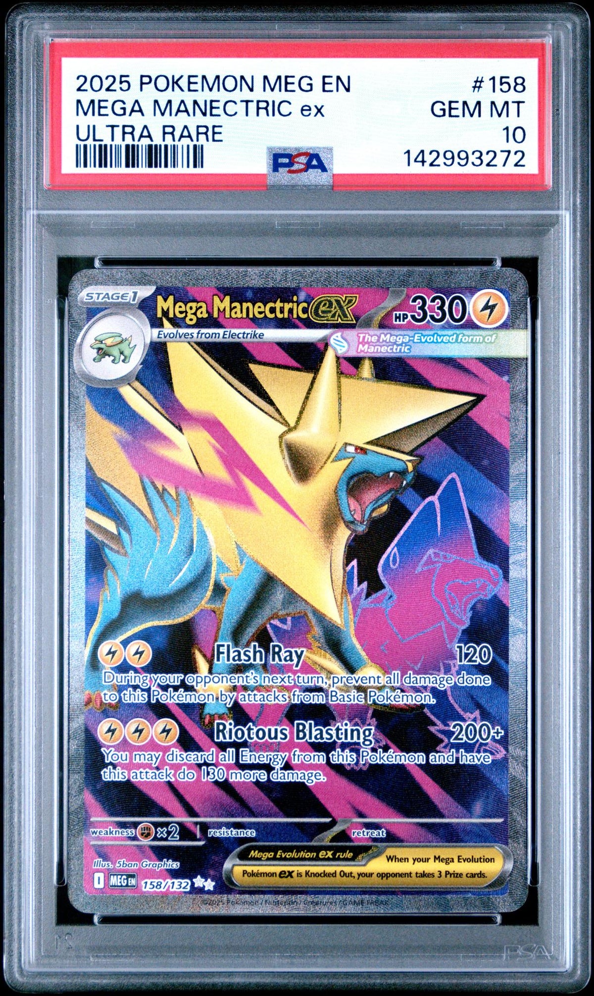 2025 Pokemon Mega Evolution Ultra Rare Mega Manectric Ex #158 PSA 10
