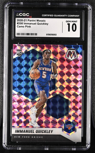2020-21 Panini Mosaic Immanuel Quickley #208 Camo Pink RC CGC 10