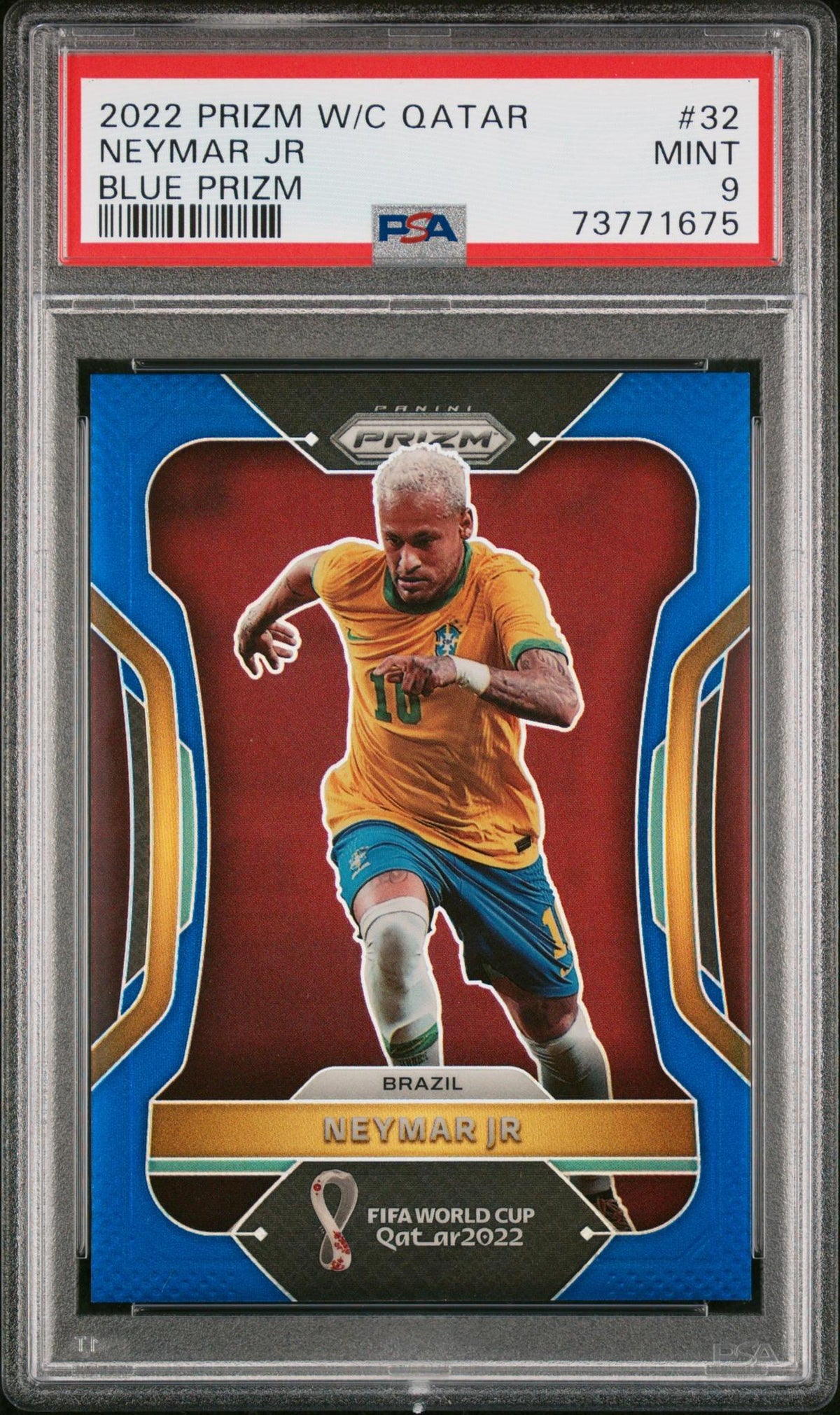 2022 Panini Prizm World Cup Blue Prizm Neymar Jr #32 /299 PSA 9