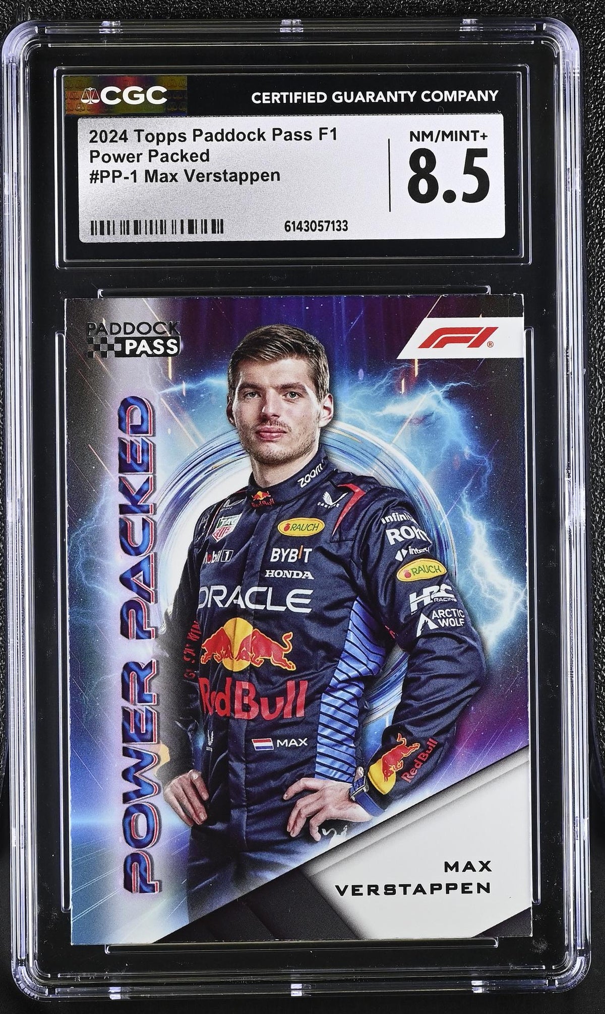 2024 Topps Paddock Pass #PP-1 Max Verstappen Power Packed CGC 8.5