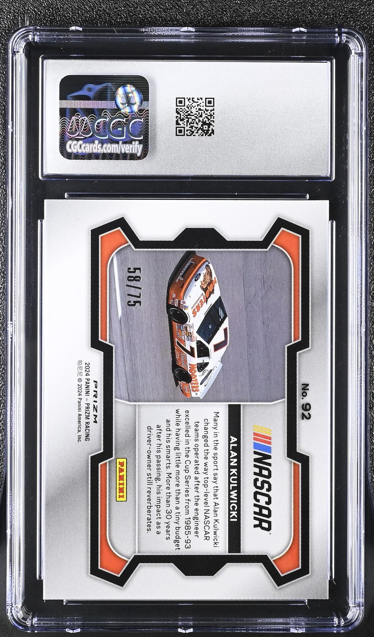 2024 Prizm #92 Alan Kulwicki Blue Pulsar /75 CGC 9