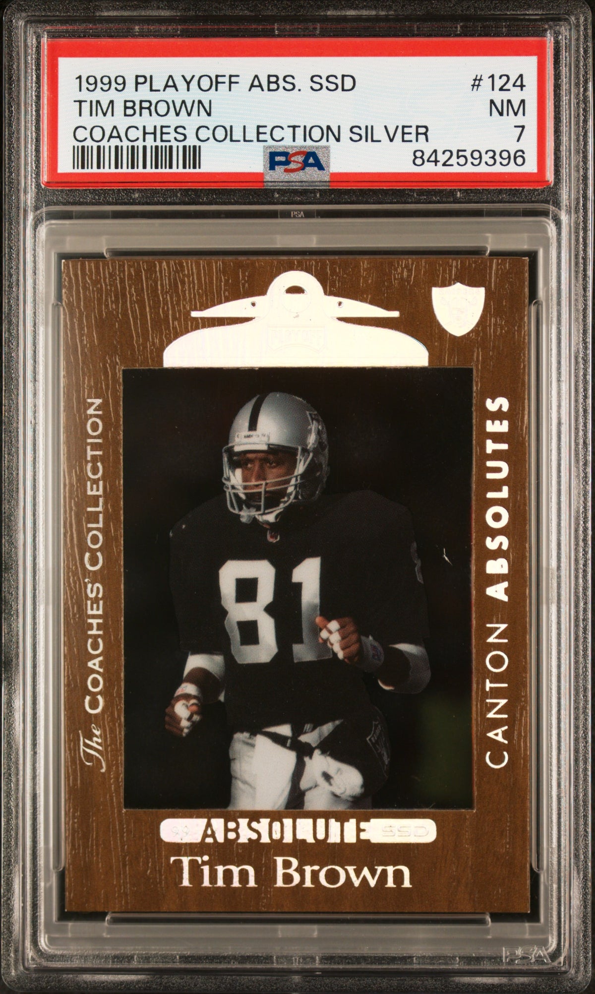 1999 Playoff Absolute SSD Coaches Collection Silver Tim Brown #124 PSA 7