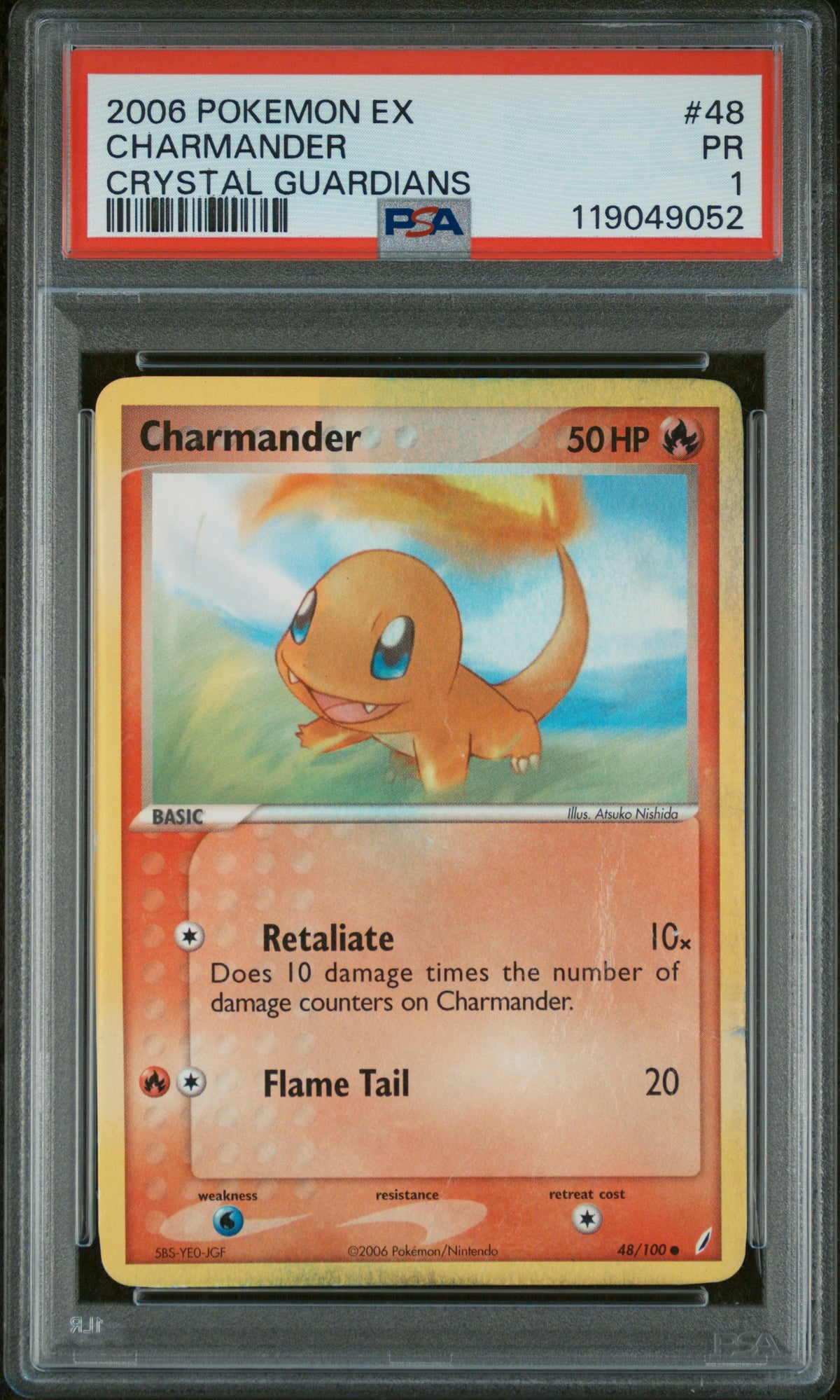 2006 Pokemon Ex Crystal Guardians Charmander #48 PSA 1