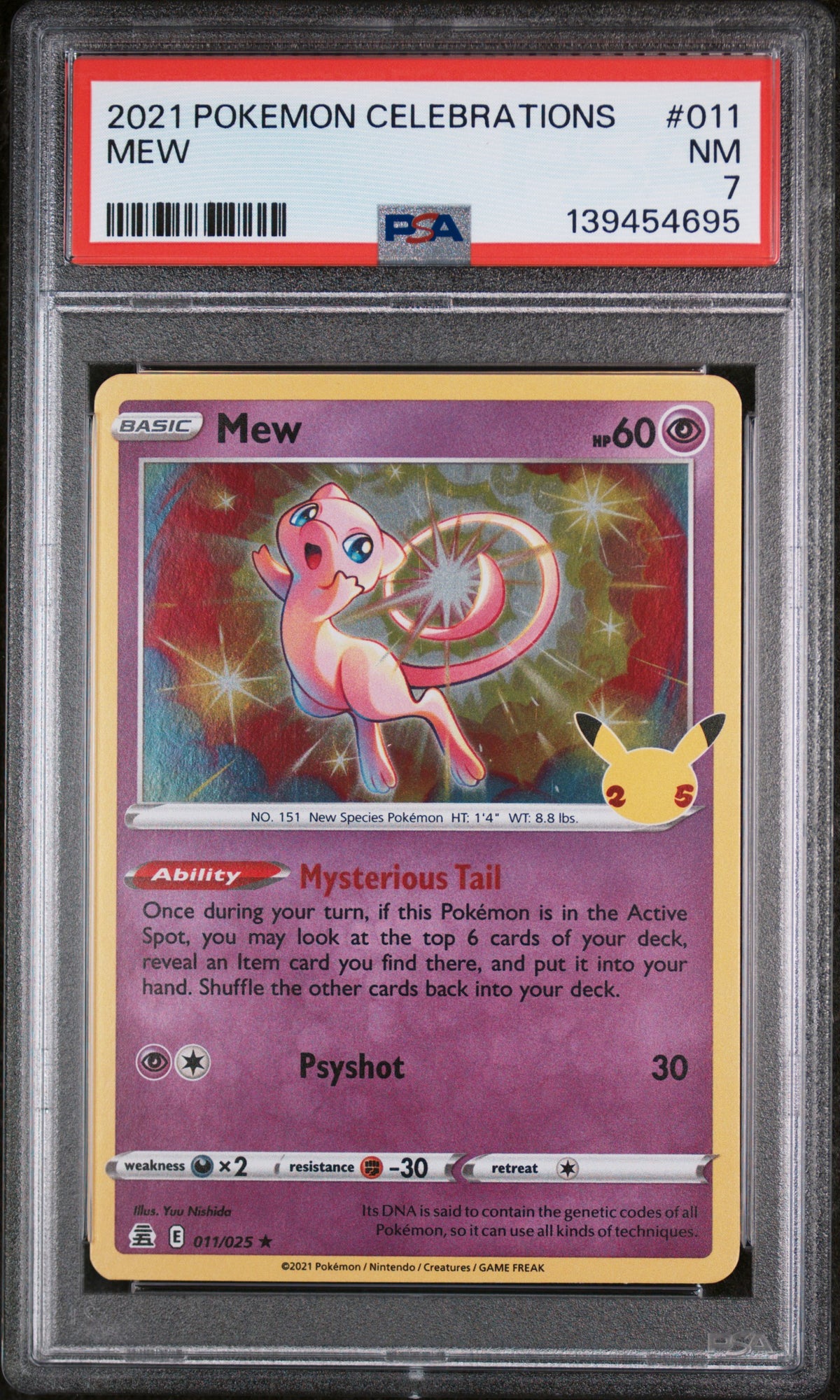 2021 Pokemon Sword and Shield Celebrations Mew #011 /25 PSA 7