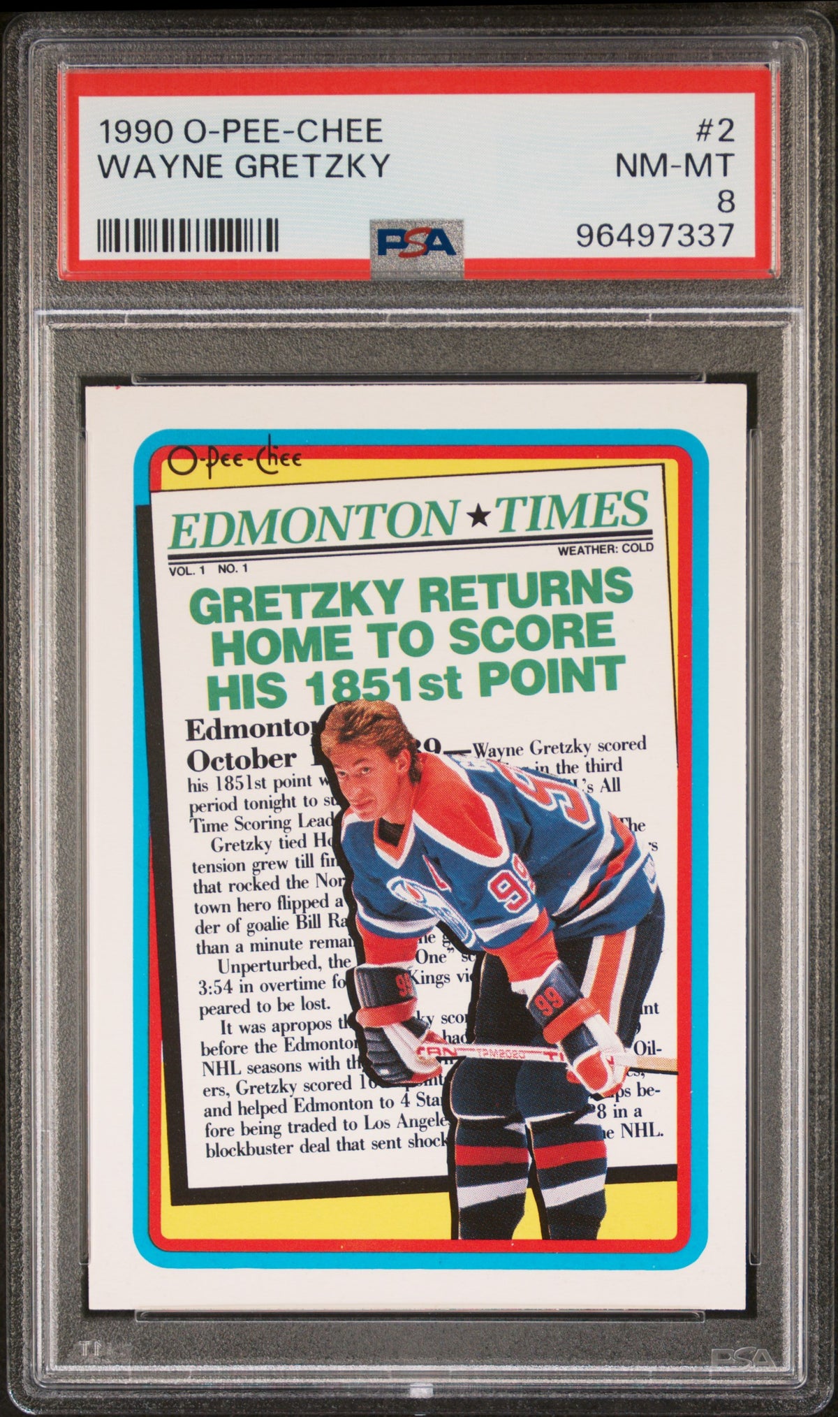 1990 O-Pee-Chee Wayne Gretzky #2 PSA 8