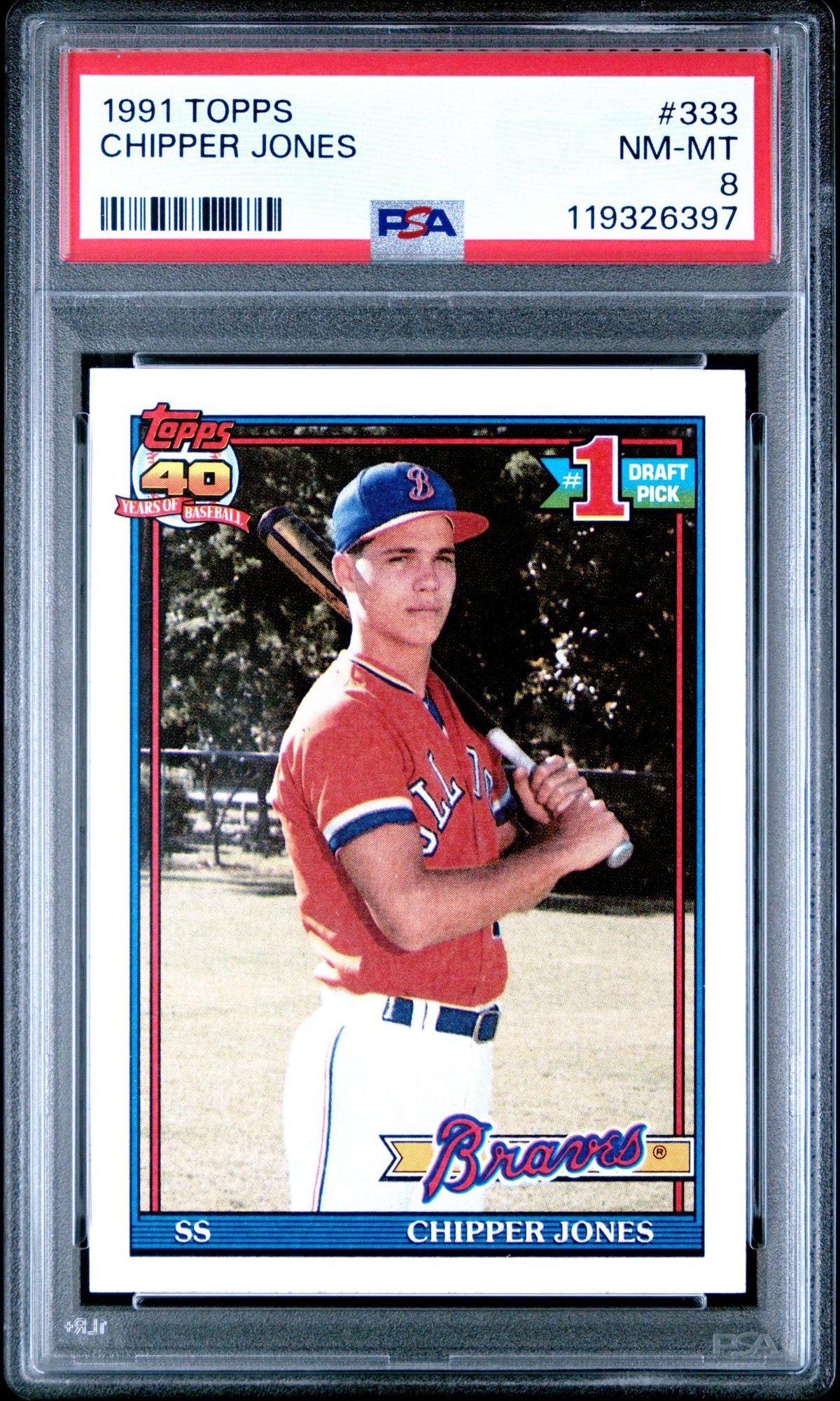 1991 Topps Chipper Jones #333 PSA 8