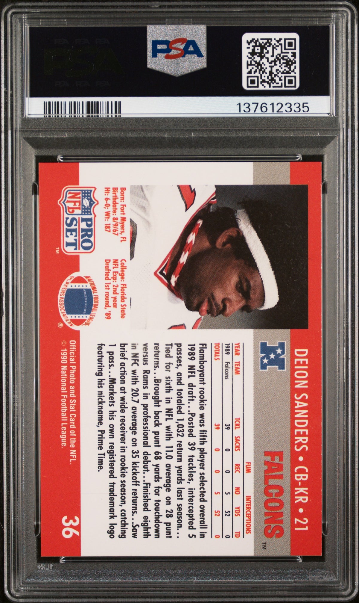 1990 Pro Set Fact Cincinnati Deion Sanders #36 PSA 8
