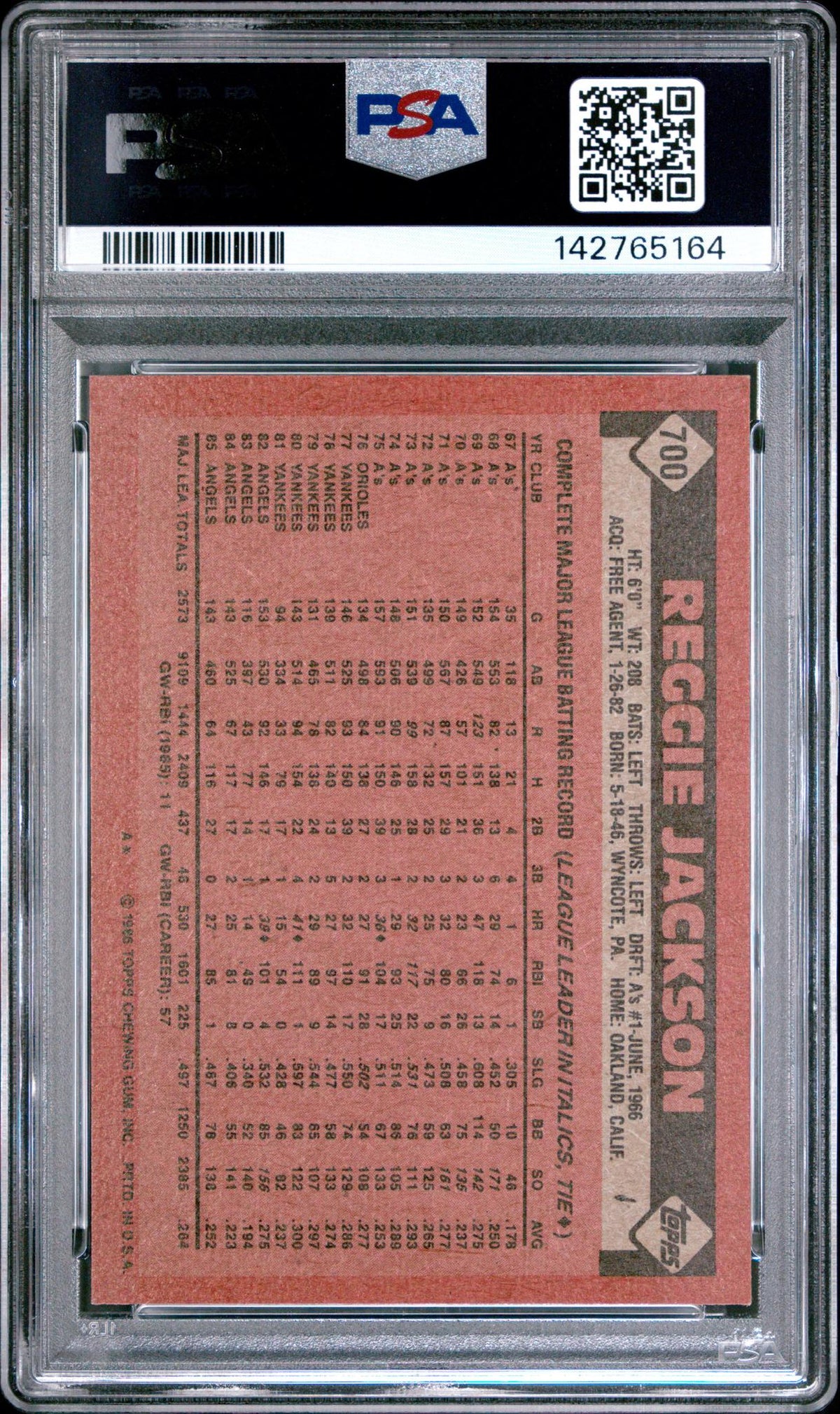 1986 Topps Reggie Jackson #700 PSA 7