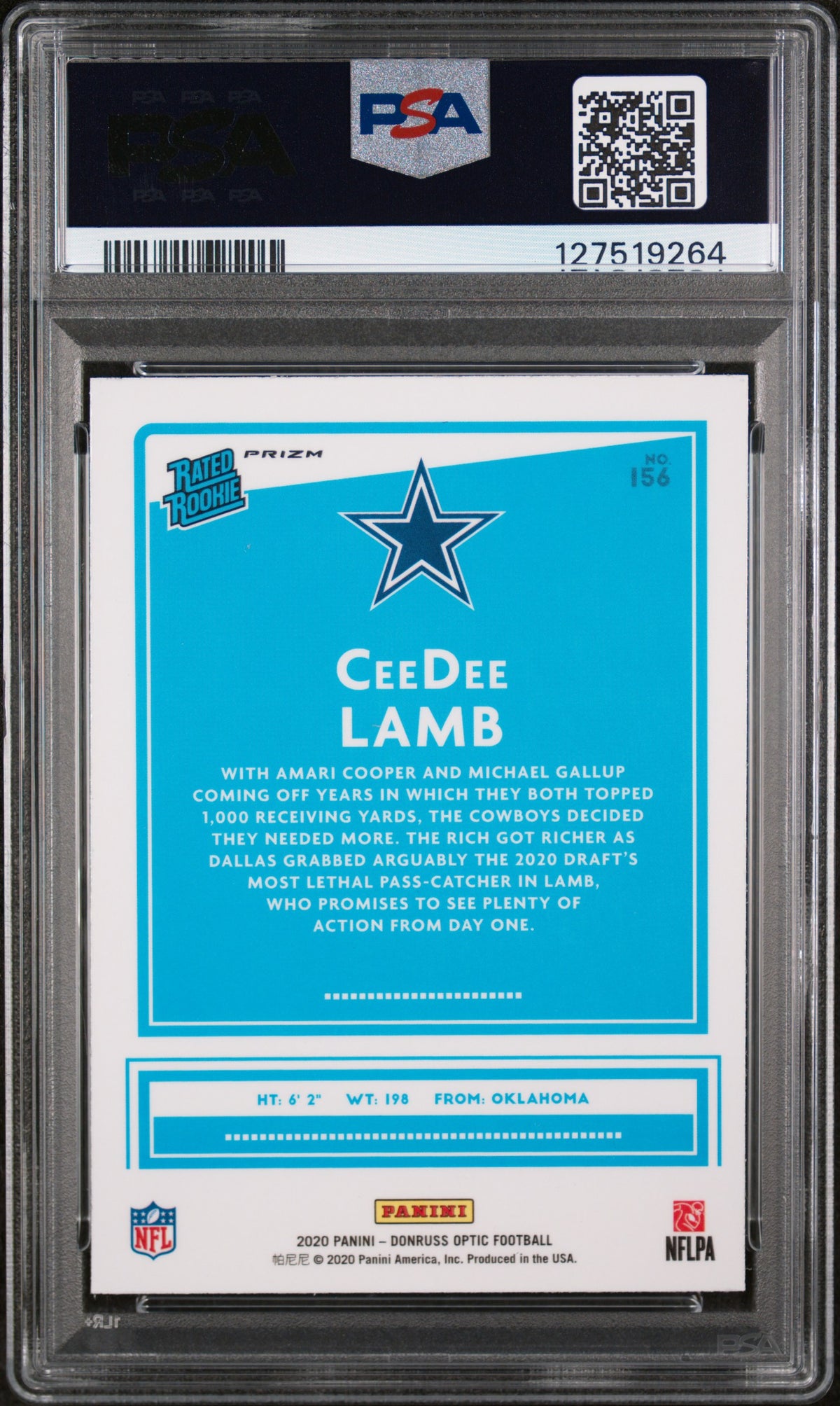 2020 Donruss Optic Holo Ceedee Lamb #156 PSA 8