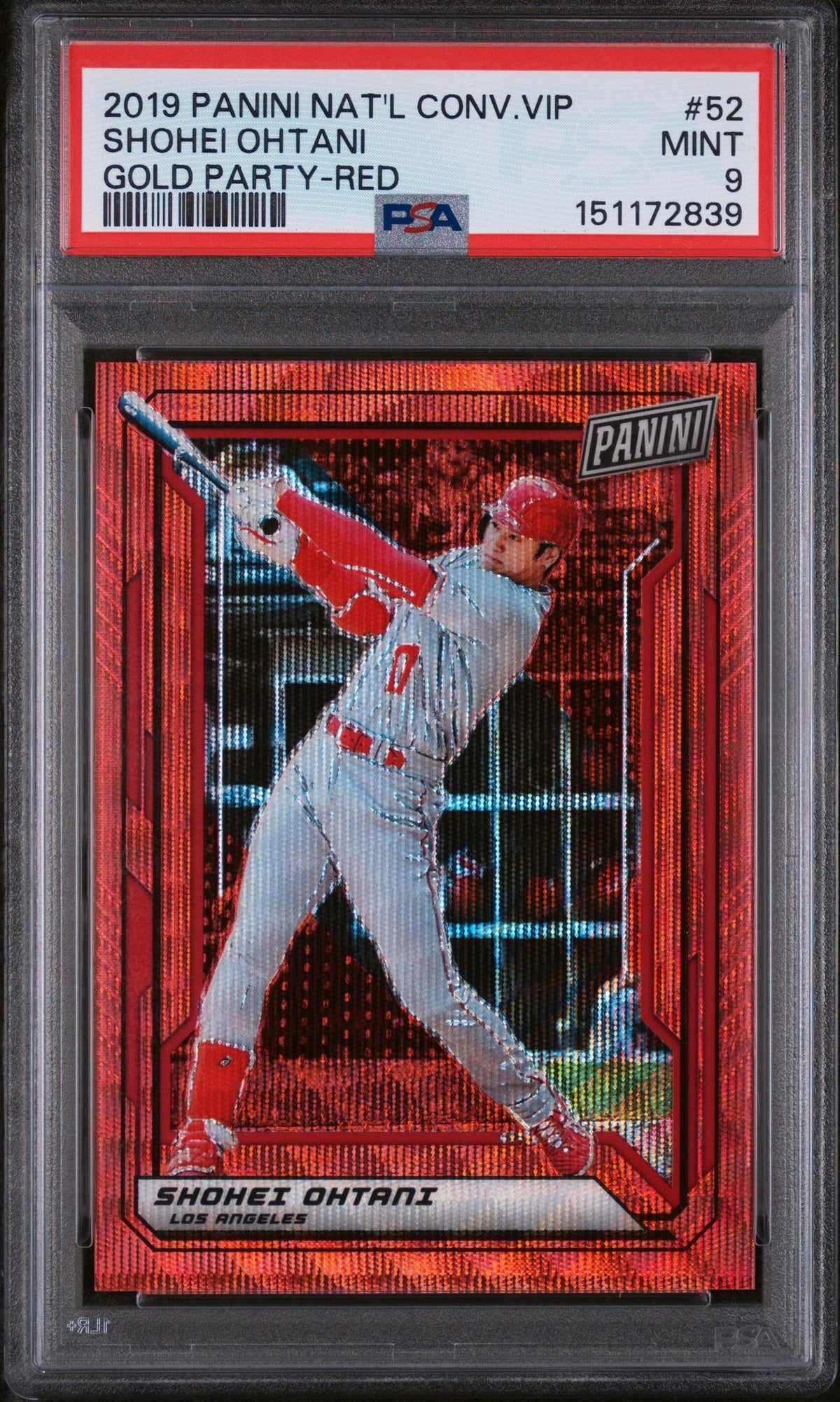 2019 Panini National Convention VIP Party Red Shohei Ohtani #52 /25 PSA 9
