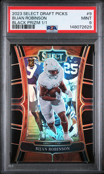 2023 Select Draft Picks Bijan Robinson #9 Black Prizm 1/1 PSA 9