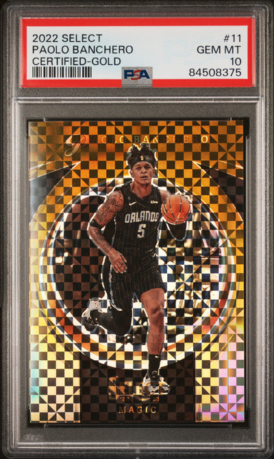 2022 Panini Select Certified Paolo Banchero #11 Gold /10 PSA 10