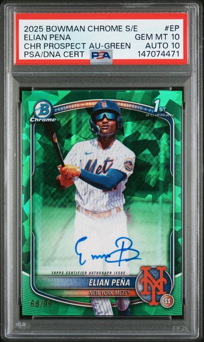 2025 Bowman Chrome Elian Peña #EP Prospect Auto Green /99 PSA 10