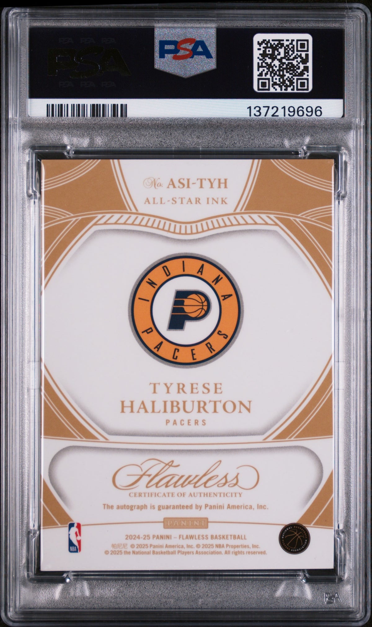 2024 Panini Flawless All-Star Ink Amethyst Tyrese Haliburton #ASI-TYH PSA 9