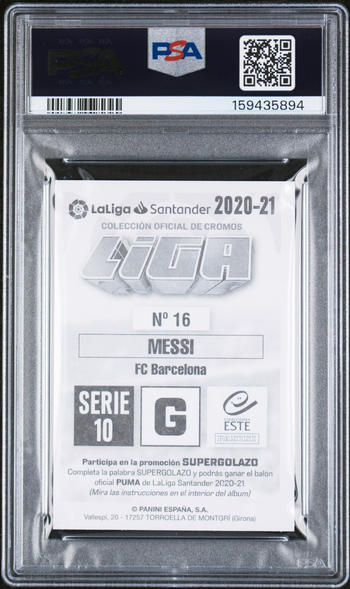2020 Panini Colecciones Este Spanish Liga Serie 10 Lionel Messi #16 PSA 9