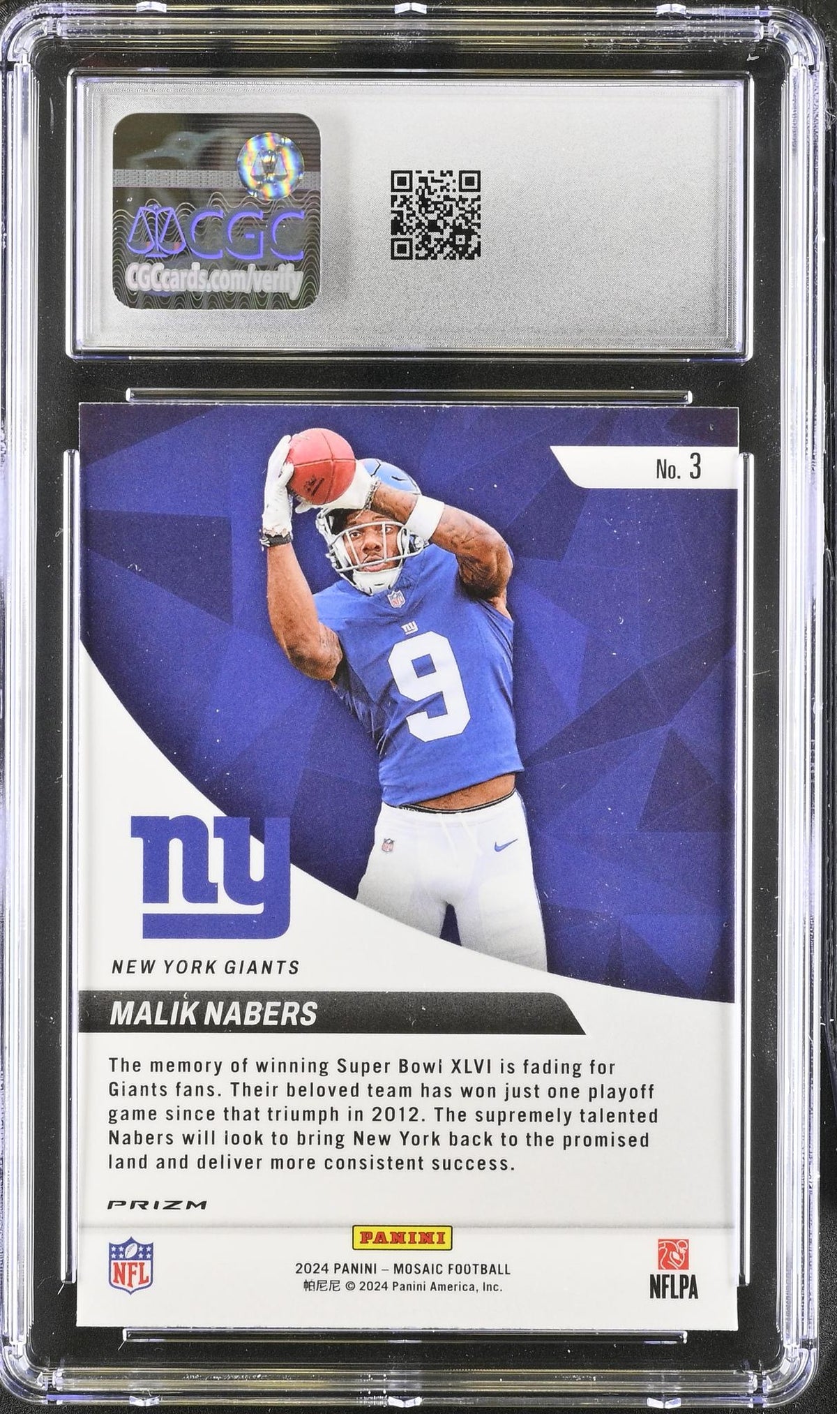 2024 Mosaic #3 Malik Nabers Elevate CGC 10