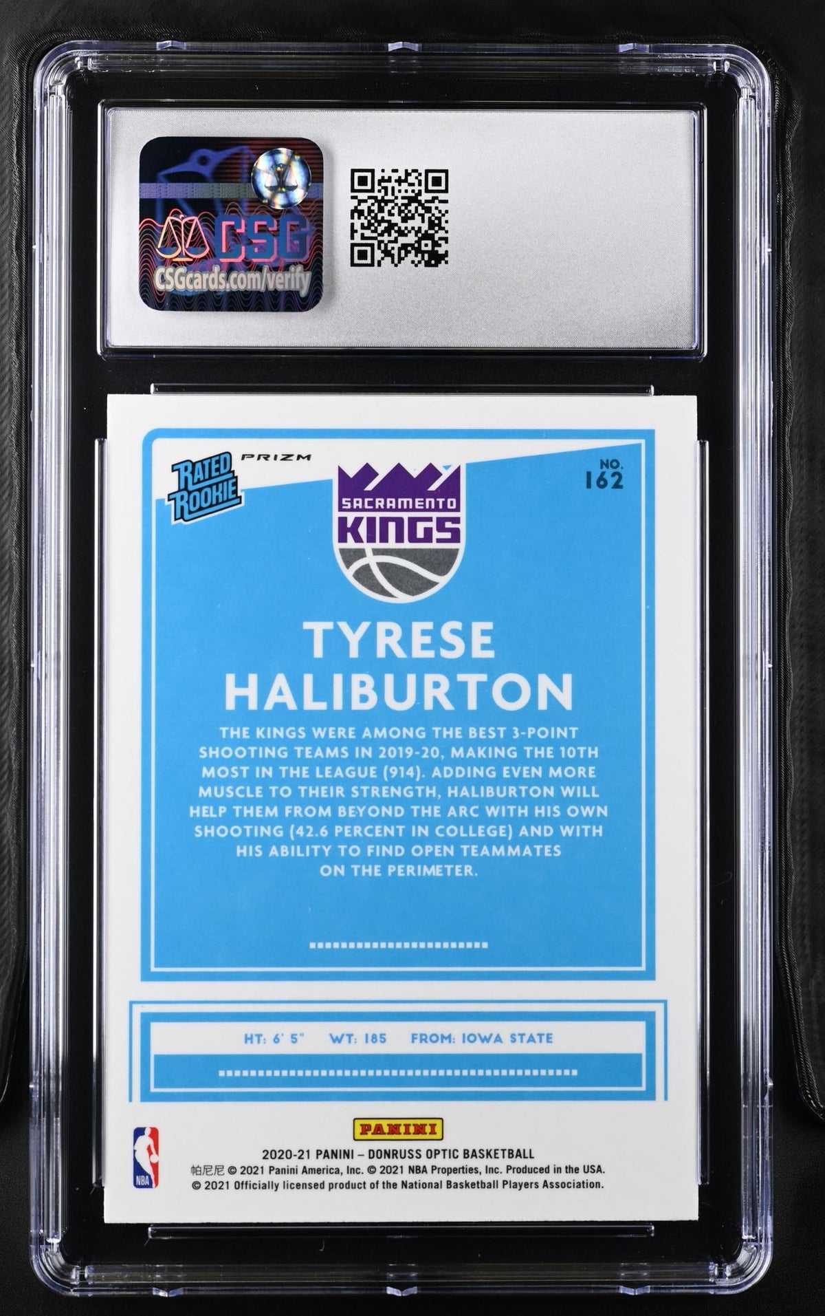 2020 Donruss Optic #162 Tyrese Haliburton Fanatics Exclusive Set CSG 10