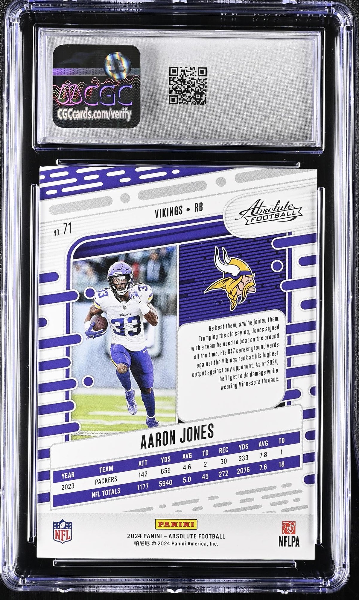2024 Absolute #71 Aaron Jones /50 CGC 10