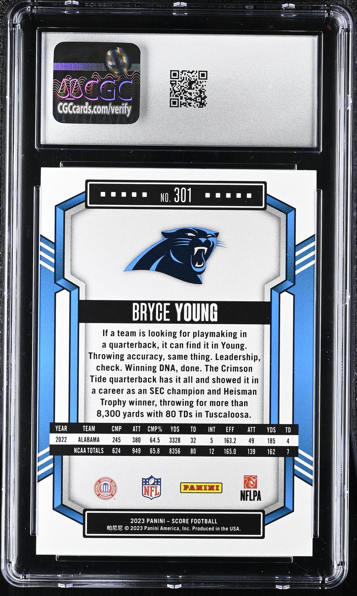 2023 Score #301 Bryce Young CGC 10