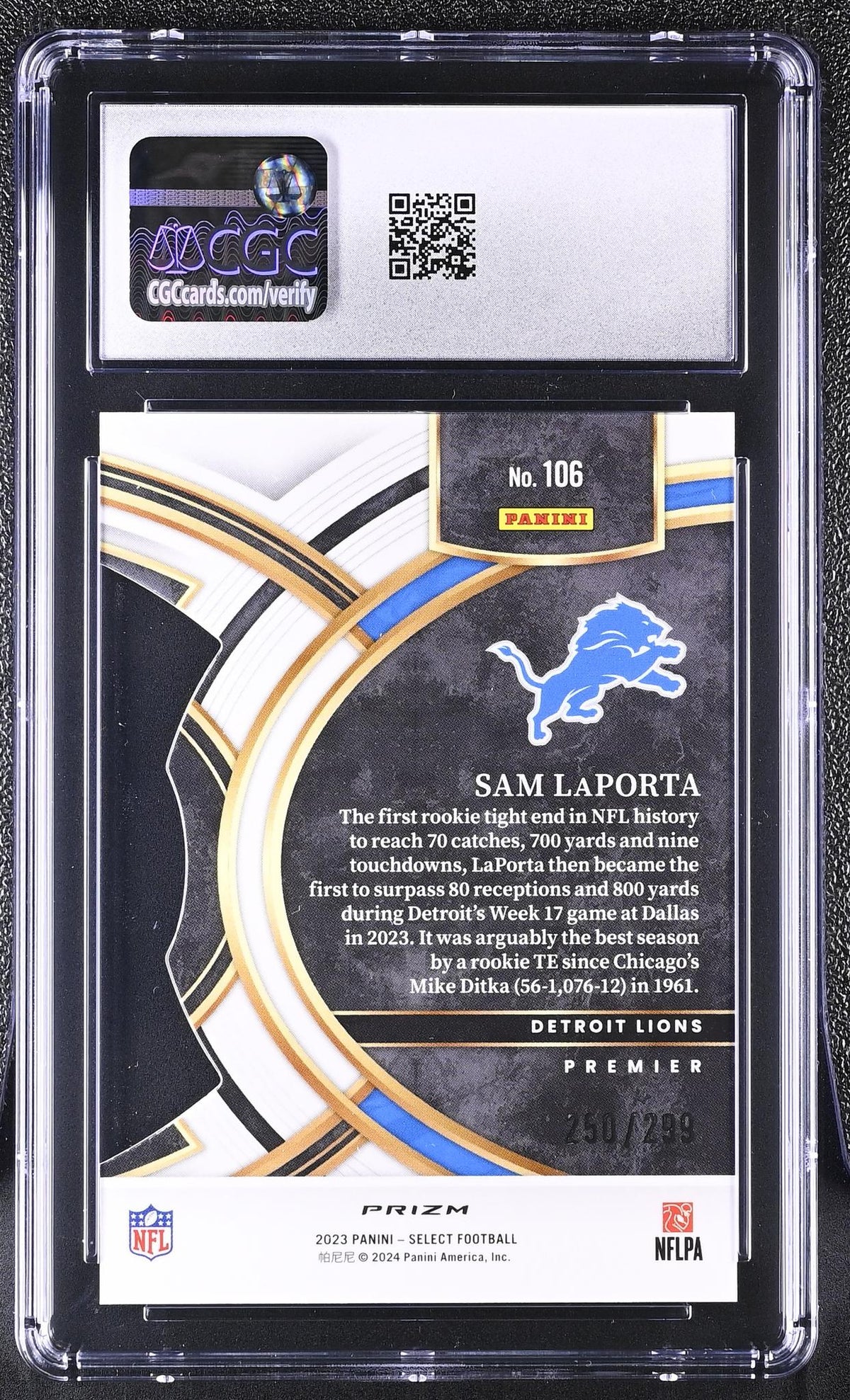 2023 Select #106 Sam LaPorta Copper Die-Cut CGC 10
