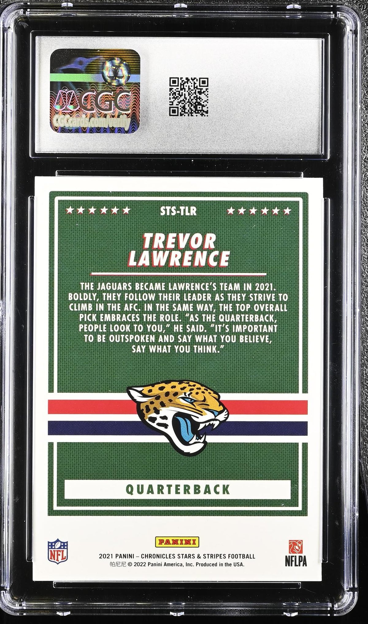 2021 Chronicles #STS-TLR Trevor Lawrence Stars & Stripes CGC 10