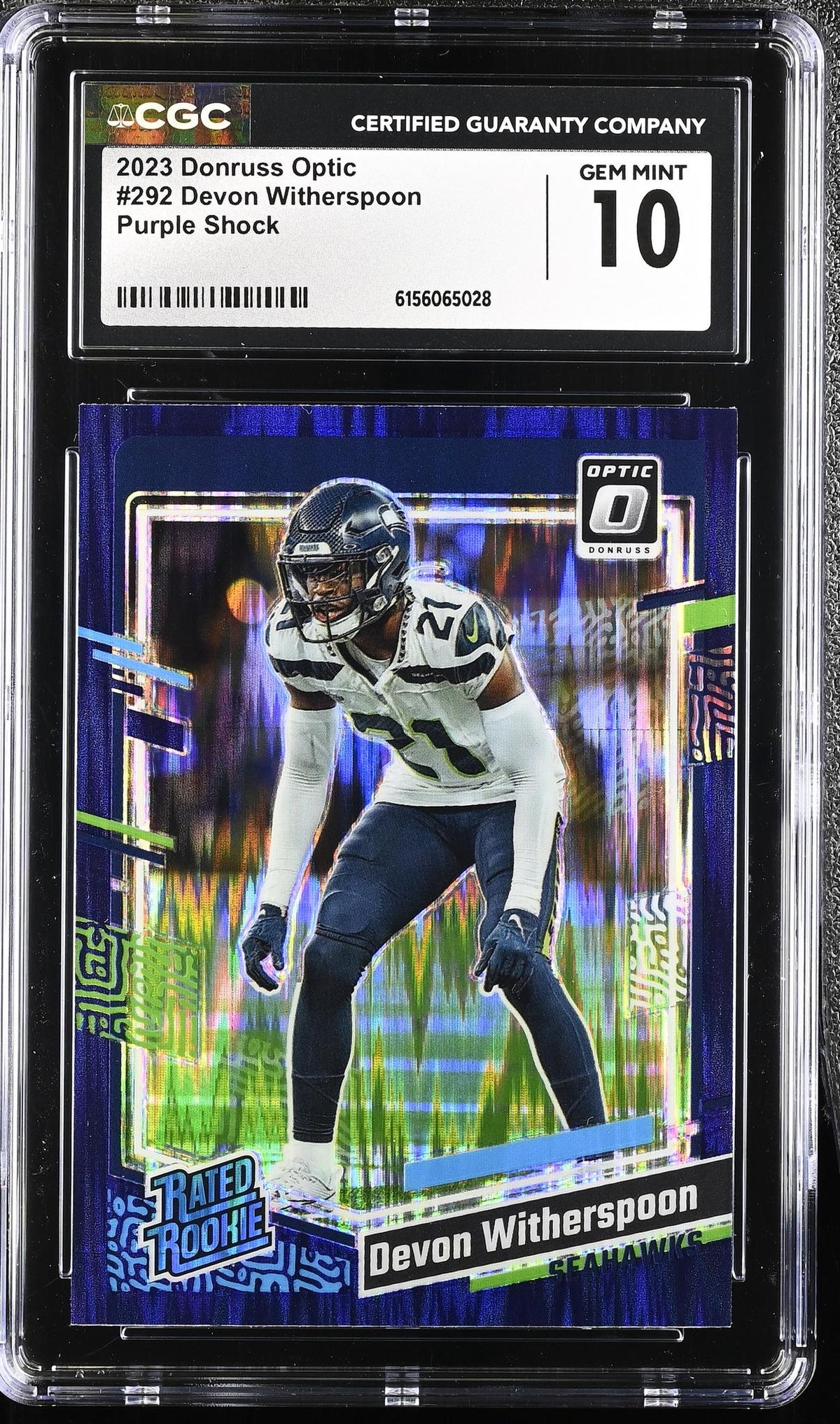 2023 Donruss Optic #292 Devon Witherspoon Purple Shock CGC 10