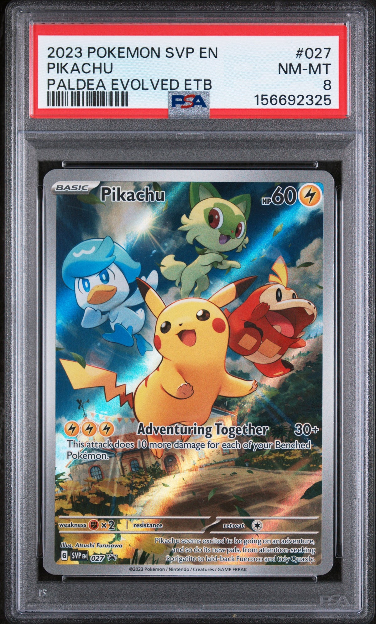 2023 Pokemon Scarlet and Violet Paldea Evolved Elite Trainer Box Pikachu #027 PSA 8